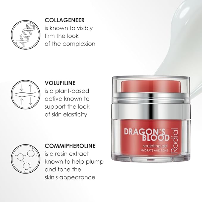 Rodial Dragon's Blood Sculpting Gel 0.3 fl oz - Rejuvenating, Ultra-Hydrating Face Cream - Refreshing Gel/Cream Formula - Triple Action Collagen Formula for a Firmer, Tighter and Smoother Skin Look