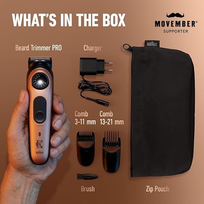 King C. Gillette Beard Trimmer PRO, 40 Length Settings, Cordless Design, Holiday Gifts for Men, 1 Trimmer, 1 Brush, 2 Combs, 1 Charger and 1 Zip Pouch