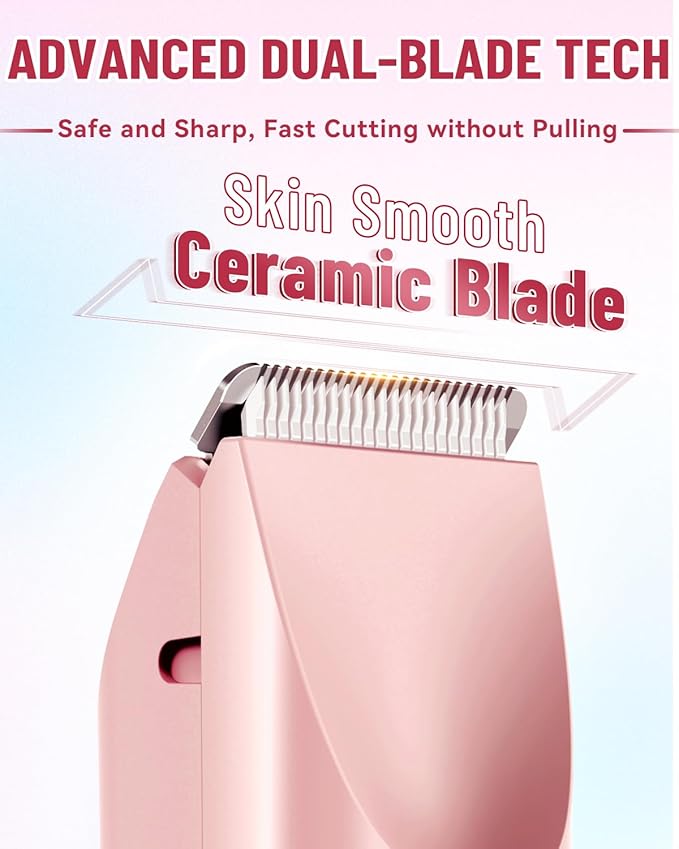 Dermave Bikini Shaver 2.0, Electric Bikini Trimmer for Women Pubic Hair, 2 in 1 Dual Head Body Hair Electric Razor, Waterproof, Wet/Dry
