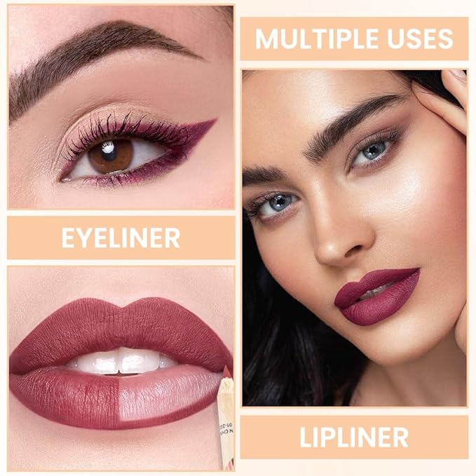 12 Colors Lip Liner Pencils Pack Set,12Pcs Natural Nude Brown Lipliner Bundle, Creamy Matte Labiales, Cool Tone Neutral Pink for Lip Makeup-set15