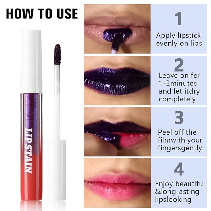 evpct 3Pcs Peel Off Lip Stain Tints, Maroon Mauve Nude Brown Matte Liquid Lipstick Lip Stain Long Lasting Waterproof for Women, Non-stick Cup Lipstick Peel Off Highly Pigmented Smudge-proof Liptint