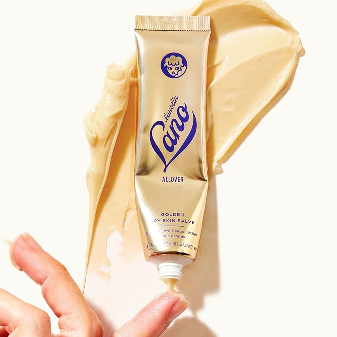 Lanolips Golden Dry Skin Salve - Lanolin Ointment with Vitamin E & Manuka Honey - Relief for Extremely Dry Skin - Healing Salve for Dry Hands, Cracked Lips, Skin Patches - Dermatologist Tested (25g)