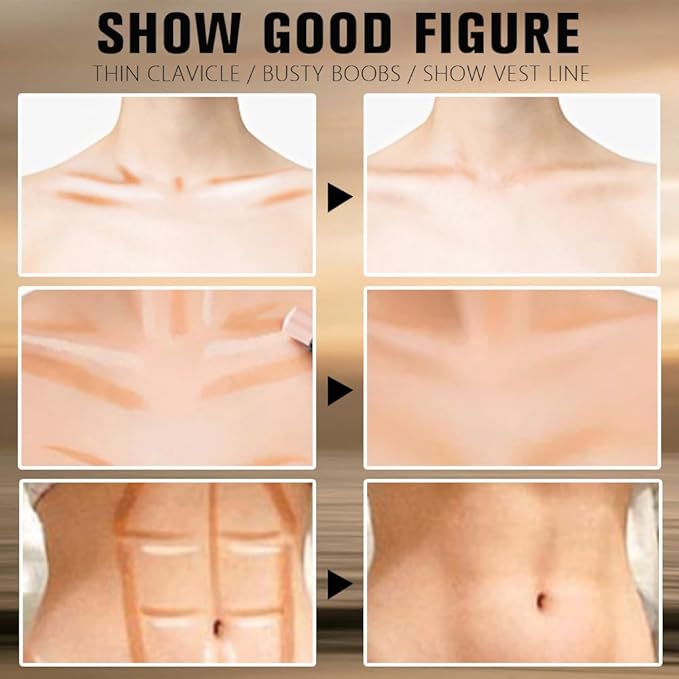 Dual-Ended 2-in-1 Cream Contour & Highlighter Stick – Waterproof, Long-Lasting for Face & Body Makeup, Suitable for All Skin Tones, 03#Darker Nude + Light Pink