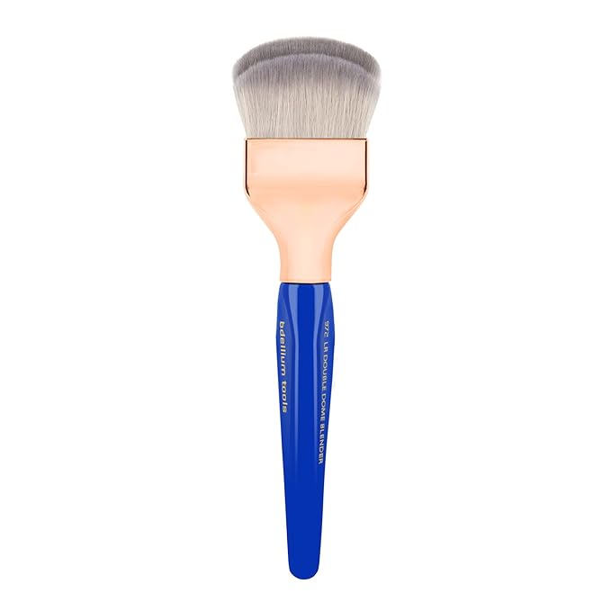 Bdellium Tools Professional Makeup Brush - Golden Triangle 972 Large Rounded Double Dome Blender - With All Vegan and Soft Synthetic Fibers, For Foundation Application & Blending (Blue, 1pc)