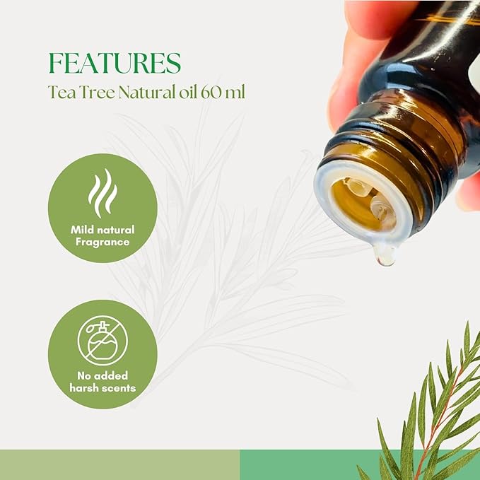 Roots & Above Tea Tree Essential Oil 2.02 Oz/60ml Pure Natural Oils for Skin, Face, Hair, Diffusers, Massage, Soap & Candle Making Scent