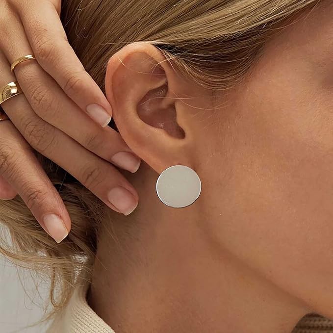 Boho Large Disc Coin Earrings Gold Coin Stud Earrings Geometric Circle Earrings Minimalist Round Circle Disc Earrings Jewelry for Women and Girls