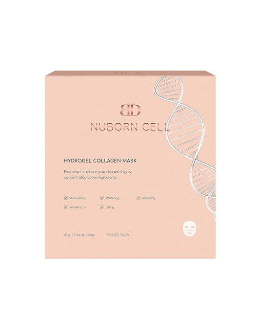 Nuborn Cell Hydrogel Collagen Mask | Advanced Stem Cell Face Mask for Dry Skin | 2% Niacinamide, Peptides, Collagen, and Hyaluronic Acid | Made in Korea, (4 masks) Pack of 1