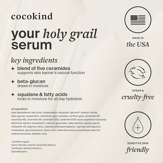 Cocokind Ceramide Barrier Serum, Hydrating Serum to Reduce Dryness, All Skin Types including Sensitive Skin, Fragrance Free, Cruelty Free, 1 fl oz (Trio Pack)