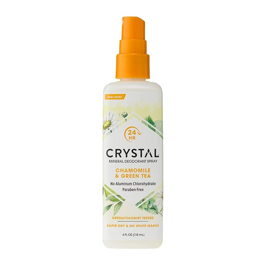 Crystal Essence Mineral Deodorant Spray, Chamomile & Green Tea 4 oz (Pack of 12)