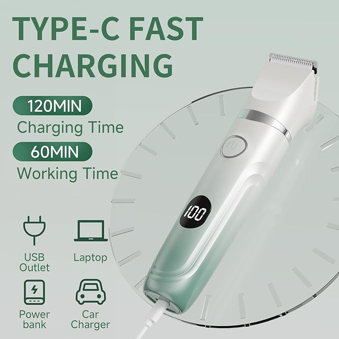 RUIM Bikini Trimmer for Women, 3-in-1 Electric Razors for Women, Waterproof Rechargeable Pubic Hair Trimmer with LED Display