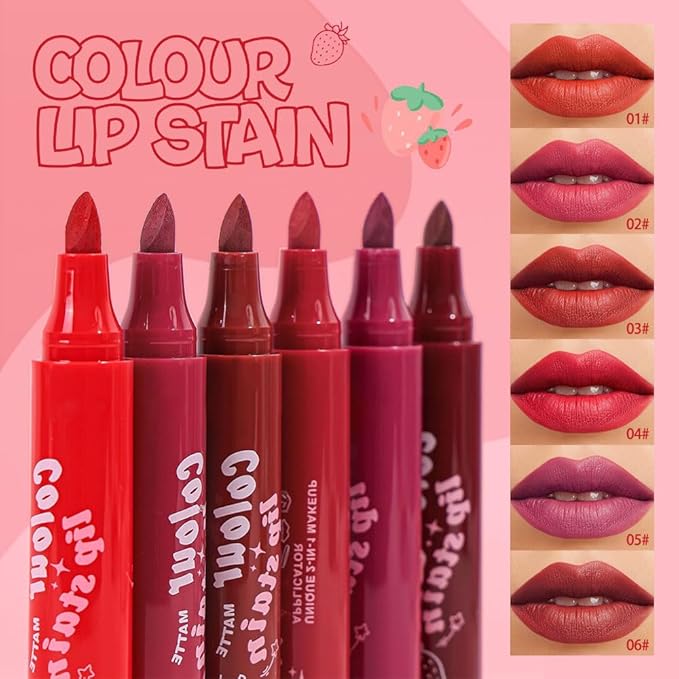 Lip Stain, Waterproof lip tint, Matte Color Look, Longlasting All Day Wear Lip Color, Smudge Proof Natural Finish, Precise Chisel Tip Marker,non sticky lip gloss,kiss proof lip color 01#