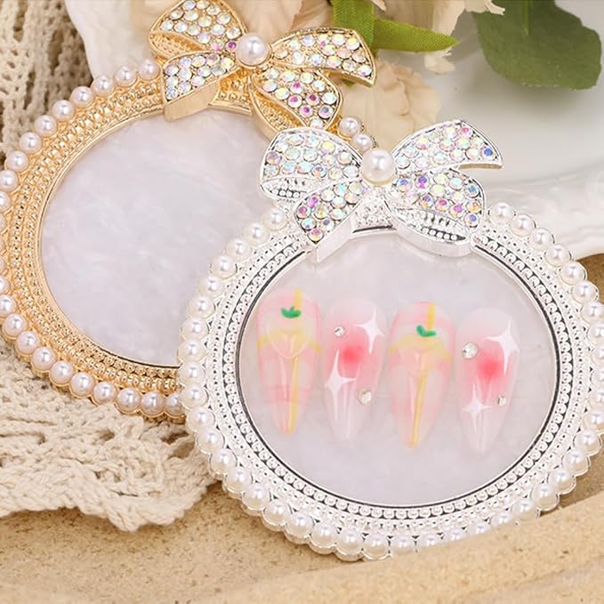 2 Pack Bow with Rhinestones Pearl Nail Art