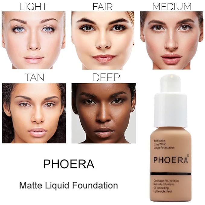 2Pack PHOERA Foundation,Flawless Soft Matte Liquid Foundation Oil Makeup。 (109-Mocha)