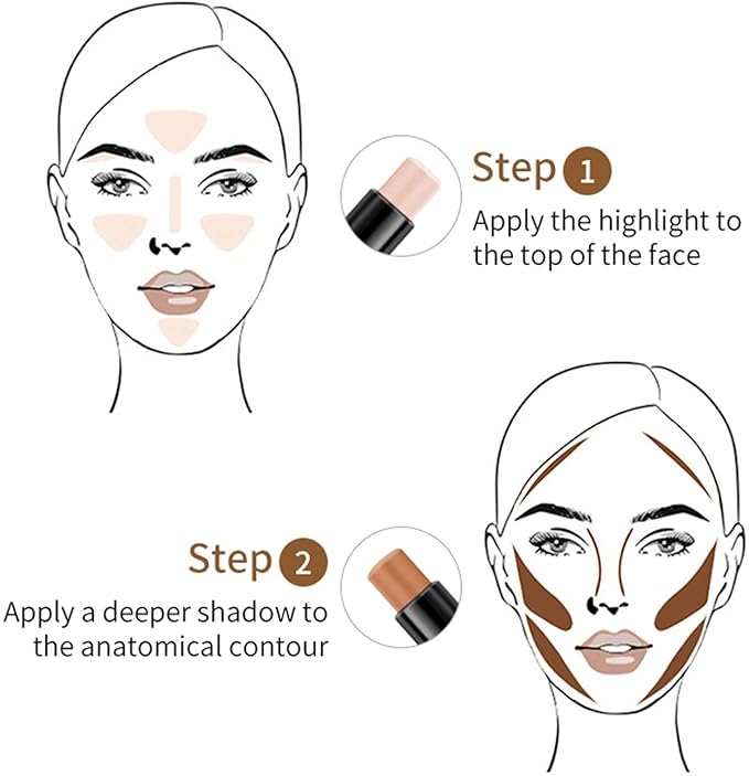 Double-End Contour Highlighter Stick Contour Stick, Face Highlighter, Contour Makeup Contouring Sticks Cream Concealer (5)