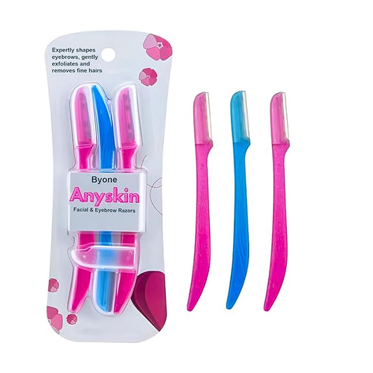 BYONE Razor, Face Razors for Women, Facial Hair Removal, Dermaplaning Tool, Exfoliator & Shaver for Smooth Skin, Microblades, Peach Fuzz Remover Eye Brow Trimmer, Eyebrow Blades, Beauty Shavers