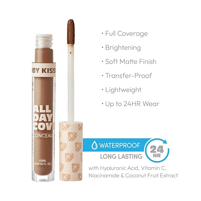 Ruby Kisses All Day Concealer Lightweight Full Coverage Multi-Use Concealer 0.13 Fl Oz (4-2 Nutella Toast (11))