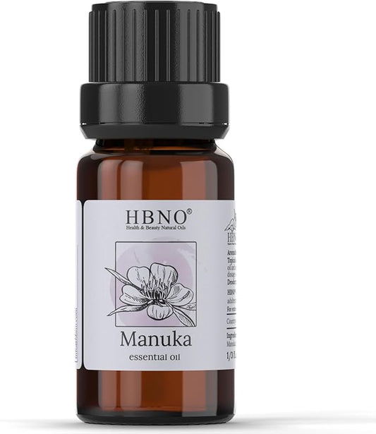 HBNO Manuka Essential Oil - 1/3 oz (10 ml) Travel Size - Natural Manuka Oil - Perfect for Cleaning, Aromatherapy, DIY, Soap and Diffuser