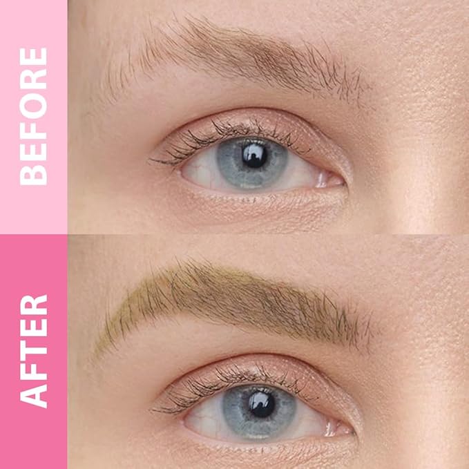 evpct 1Pcs Light Brown Magic Microblading Eyebrow Contouring Pen Brow Pencil, with 4 Brush Micro-Fork-Tips Precise Applicator, Dual-ended Eyebrow Brush, Hair Like Strokes, Natural Looking Brows