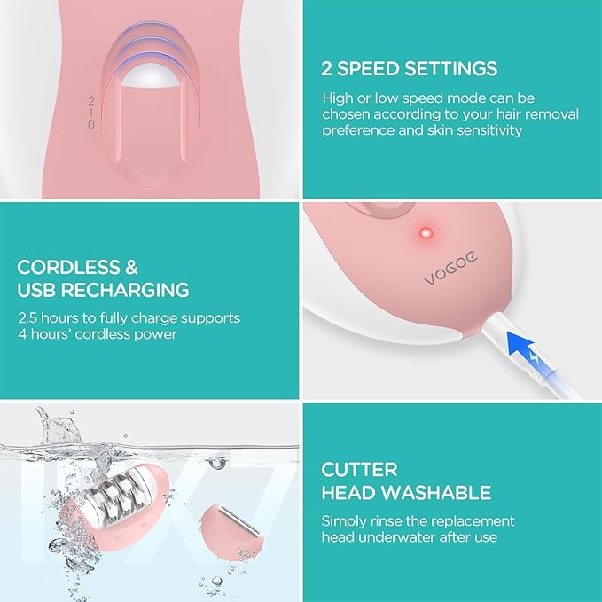 Epilator for Women, Smooth Glide Epilator for Women Face with 2 Speeds, Smooth Face Trimmer Device, Facial Hair Removal for Face Legs Arms Armpit Bikini