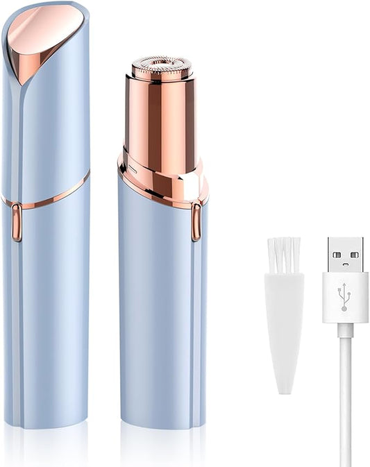 Facial Hair Removal for Women, Mini Hair Remover, Electric Razor Shaver Portable Bikini Epilator for Lips, Chin, Armpit, Peach Fuzz, Fingers, Neck, Cheek and USB Rechargeable (Blue)