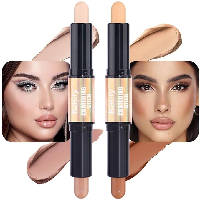 evpct 2in1 Face Shaping & Contouring Stick Cream Contour Concealer Bronzer Stick Makeup Kit for Face Highlighter Makeup Stick contorno maquillaje de maquillaje, ORIGINAL Light + ORIGINAL Universal