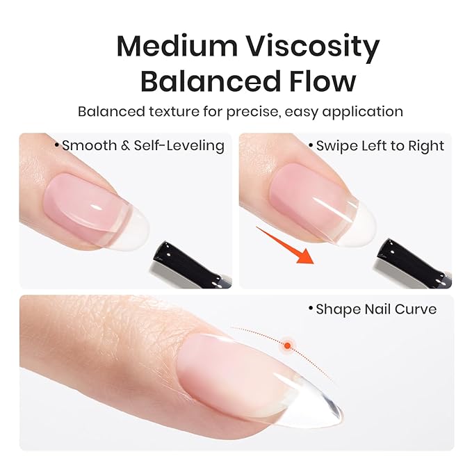 Beetles Builder Gel for Nails 0.51 OZ 8 in 1 Clear Nail Builder Strengthener Gel Enhancement Nail Gel Building Nail Apex for Beginners & DIY Salon Manicure