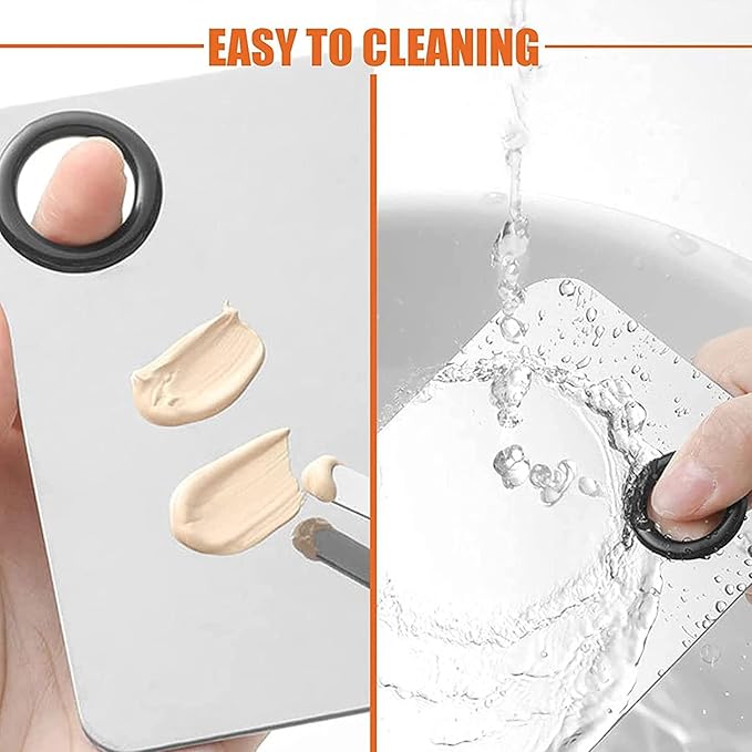 Makeup Spatula and Makeup Palette, Stainless Steel Foundation Palette & Tiny Cosmetic Spatula Tool for Nail, Art, Eye Shadow, Eyelash, Face Makeup