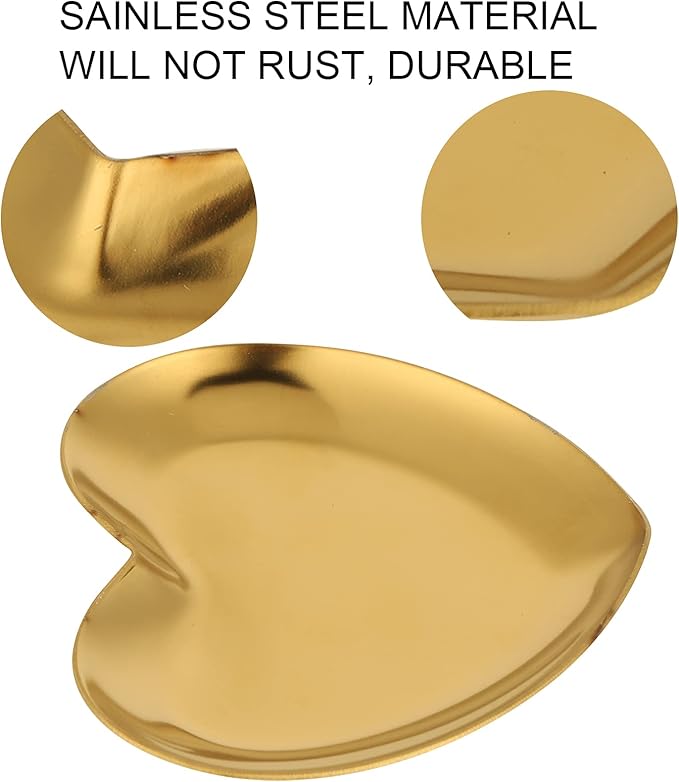 Nail Palette, Makeup Palette Nail Palette Heart Shaped Art Palette Stainless Steel Makeup Mixing Palette Makeup DIY Paint Color Mixing Tray Nail Art Palette Resin(Gold)