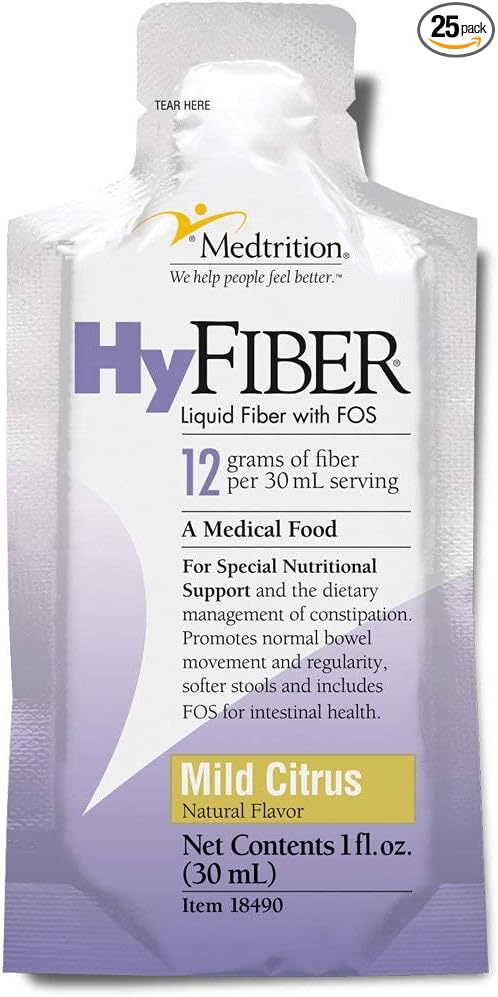 Medtrition HyFiber Daily Liquid Fiber for Regularity and Soft Stools, 12 Grams Soluble Fiber, 1 fl oz 25 Pack