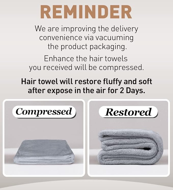 Hicober Microfiber Hair Towel, 3 Packs Hair Turbans for Wet Hair, Drying Hair Wrap Towels for Curly Hair Women Anti Frizz(Purple, Blue, Grey)