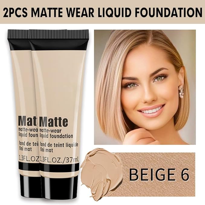 2 Pack Liquid Foundation Cream for Face Makeup,Durable