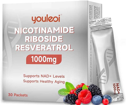 NAD 1000mg Liquid, 30 Packets Nad Supplement 1000mg Pure Organic - Liposomal NAD+ Berry Flavor Drink Mix for Energy, Anti-Aging, Focus