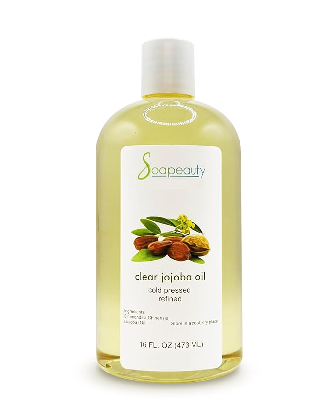 Soapeauty Clear Jojoba Oil | 100% Pure & Natural | Refined, Cold Pressed, Hexane Free | Moisturizing Oil for Skin, Face, Hair & Nails | 16 fl oz