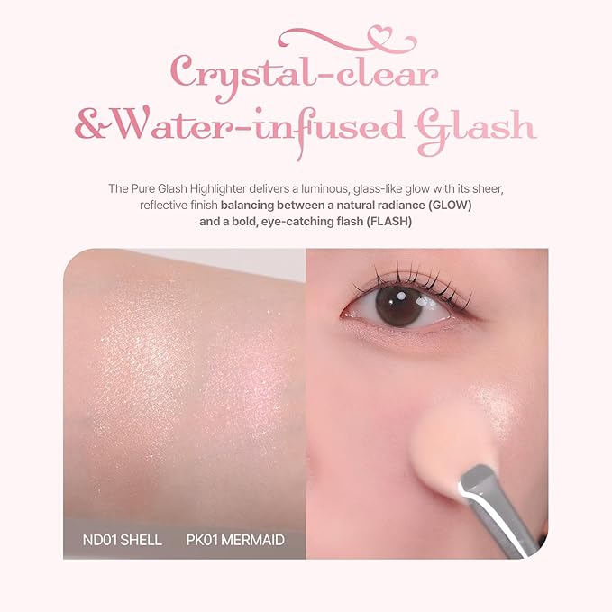 2aN Pure Glash Highlighter PU01 Twilight – Glass-Like Sheen Powder Highlighter for a Natural, Radiant Glow | Buildable, Long-Lasting, Lightweight Formula
