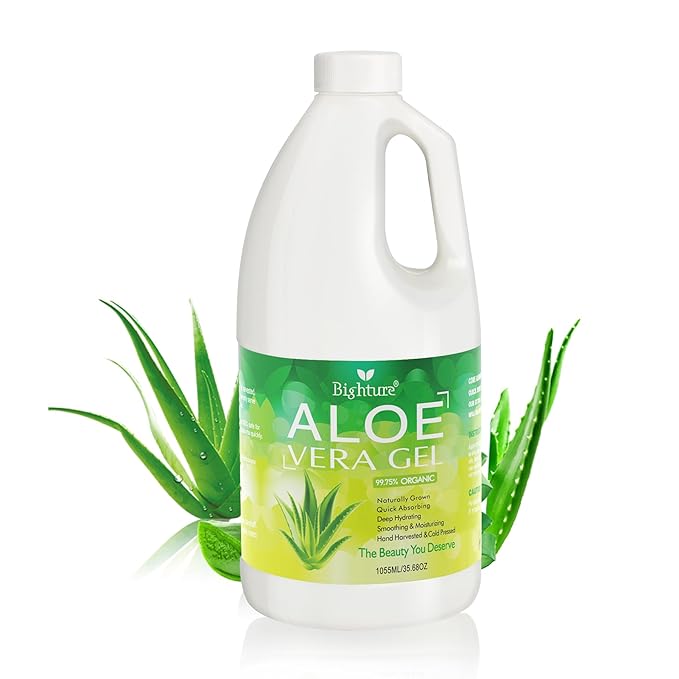 Aloe Vera Gel, 100% Aloe Vera Extracted from Freshly Cut Pure Aloe Leaves, Pure Aloe Vera Gel for Skin Care like Deeply Soothing, Firming, After Shave, Sunburn Relieve(Family Pack)