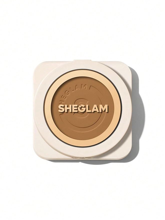 SHEGLAM SKin-Focus Full Coverage Powder Foundation Oil-Control Lightweight Face Pressed Powder Makeup-Honey