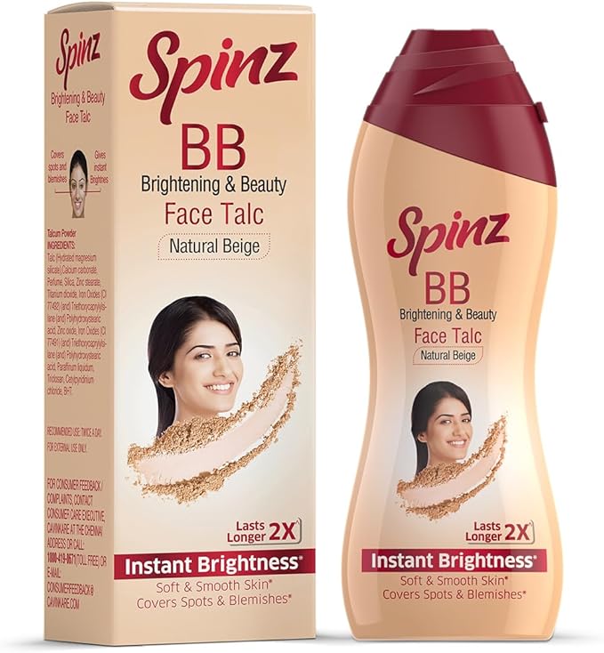 Spinz BB Talc, instant glow cover spots & blemishes 100g