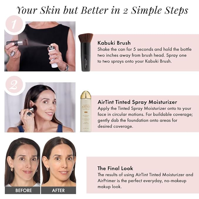 Jerome Alexander MagicMinerals AirTint Tinted Moisturizer AirBrush Spray Light | Tinted Moisturizer Spray with Anti-Aging Ingredients | Dark Espresso |2PC