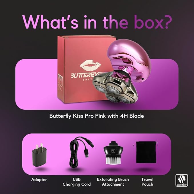 Skull Shaver Butterfly Kiss Pro (Pink): Best Electric Shaver for Bikini, Leg, Body Shaving