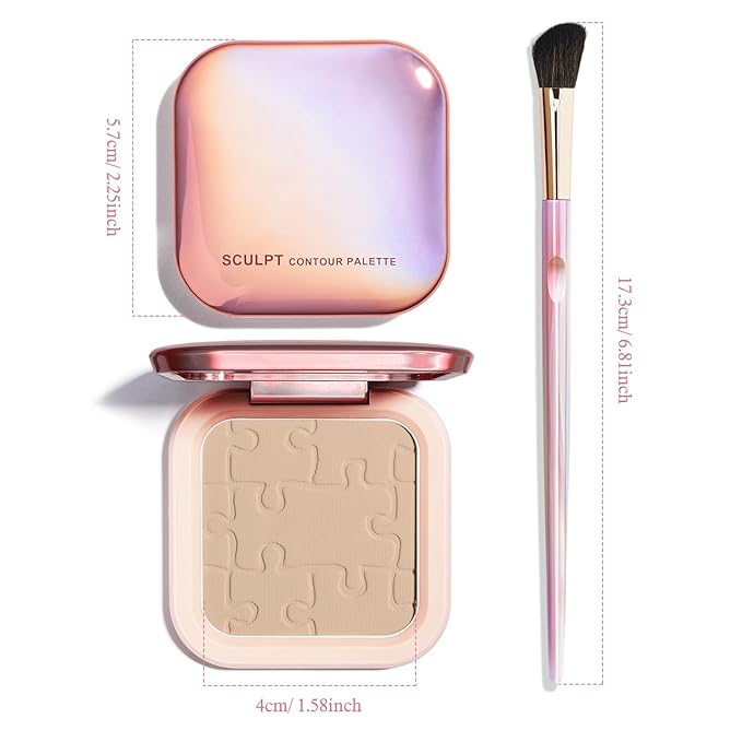 Contour Palette with Brush, Cream Contour Powder Palette