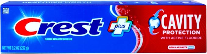 Crest Fluoride Cavity Protection Toothpaste 8.2 Ounce Regular Paste, Bulk Toothpaste, Prevents Cavities Before They Start (8 Pack)