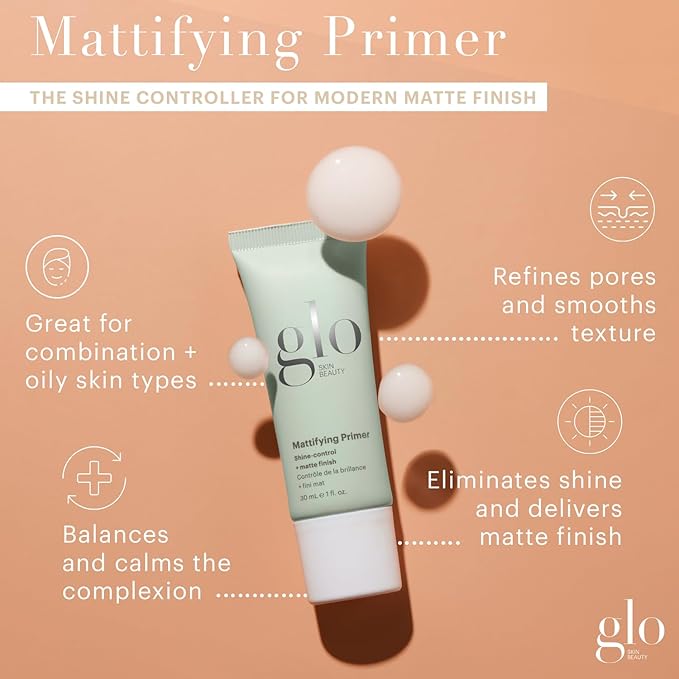 Glo Skin Beauty Mattifying Primer with Niacinamide – Eliminate Shine and Refine Pores for Smoother Makeup Application, for Combination & Oily Skin, Matte Finish