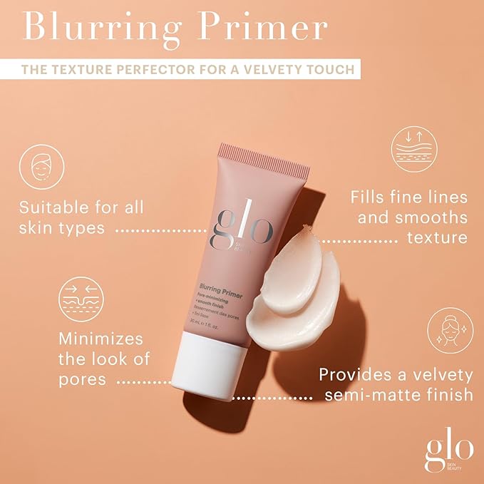 Glo Skin Beauty Blurring Primer with Ceramides – Minimize Pores & Fine Lines for Smoother Makeup Application, for All Skin Types, Semi-Matte Finish