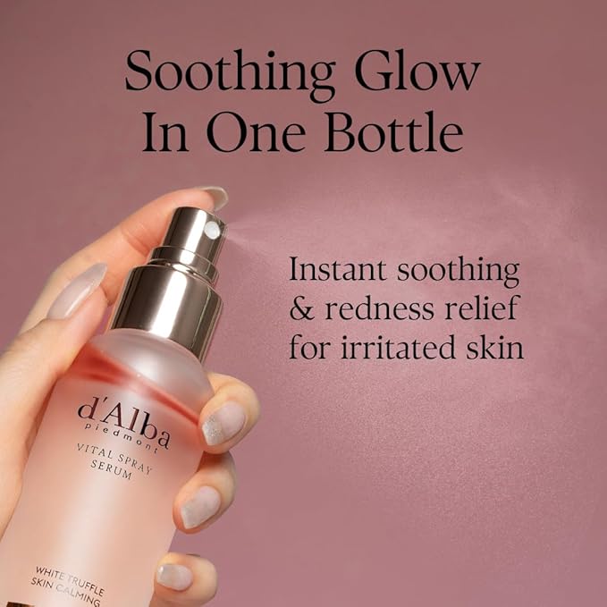 d'alba Piedmont Italian White Truffle Vital Spray Serum, Vegan Skin Care, Calming and Hydrating Facial Mist for Red and Sensitive Skin, Glow Serum, Surfactant Free, All in One, Korean Skin Care