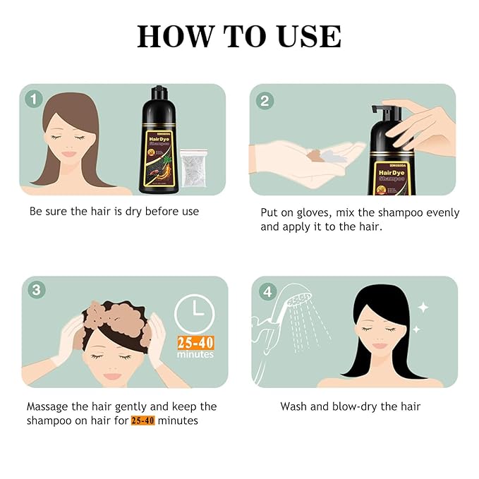 Coffee Hair Dye Shampoo 3 in 1, Long-lasting & Natual Hair Color Shampoo, Herbal Ingredients Natural Shampoo Hair Dye Effect in Minutes, Gifts for Men Women 500ml