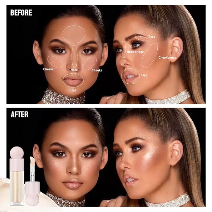 Liquid Highlighter - Luminous Finish Light Liquid Luminizer Makeup Enhanced with Pearl Particles & Botanical Blend, Weightless Dewy Glow for Radiant Skin, Vegan, Cruelty-Free (#02 Starlight)
