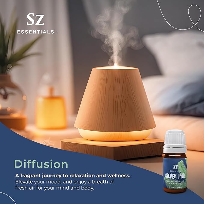 Silver Pine Essential Oil - 100% Pure & Undiluted- Extracted from Pinus Sylvestris - Clean & Fresh Scent with Woody Overtones - Therapeutic Grade & Vegan - 0.17oz (5ml)