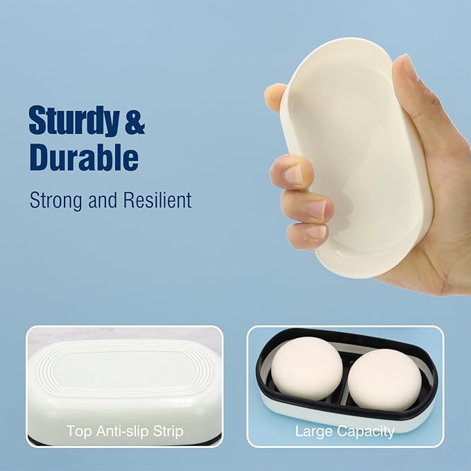 Shampoo Bar Holder Travel Case, Large Soap Holder for 5 oz/10 oz Oversized Bars, Durable & Versatile Storage Soap Container with Drainage Layer (1 Pack, White Style A-Large)