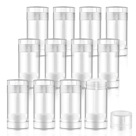 12 Pieces 15g Clear Plastic Deodorant Containers,Empty 1/2 oz Travel Lip Balm Tubes,Refillable Twist-UP Solid Perfume Tubes,Lipstick Tubes for DIY