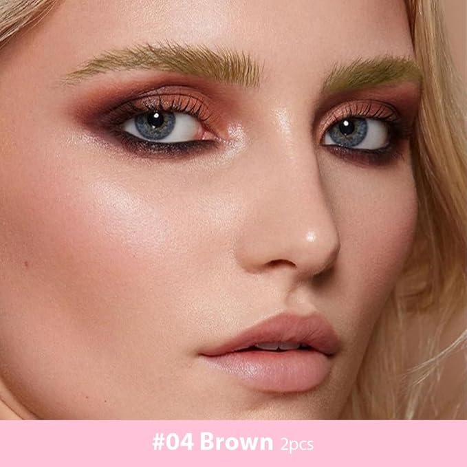 evpct 2Pcs Brown Magic Microblading Eyebrow Contouring Pen Brow Pencil, with 4 Brush Micro-Fork-Tips Precise Applicator, with Dual-ended Eyebrow Brush, Hair Like Strokes, Natural Looking Brows